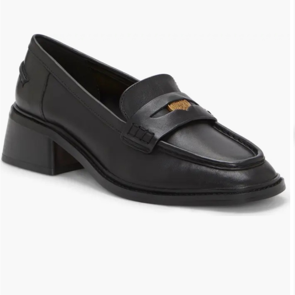 Vince Camuto Black Loafers with Gold Detail